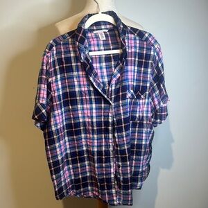 Victoria's Secret Pink and Blue Plaid Blouse